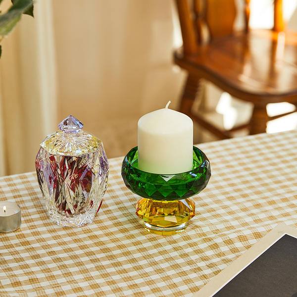  Green votive crystal candle holder