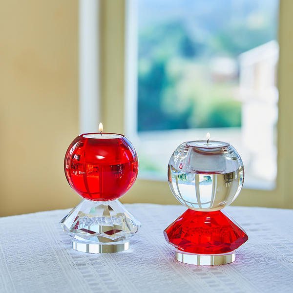 Clear ball red diamond crystal candle holder