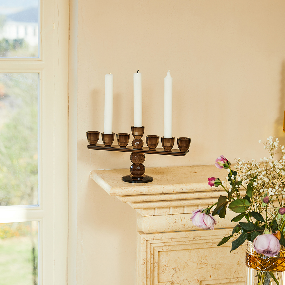  7-Heads brown crystal candle holder