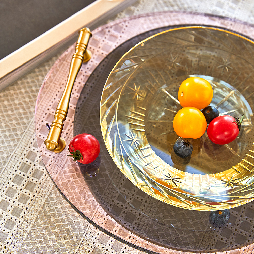 Amber crystal hand-carved plate