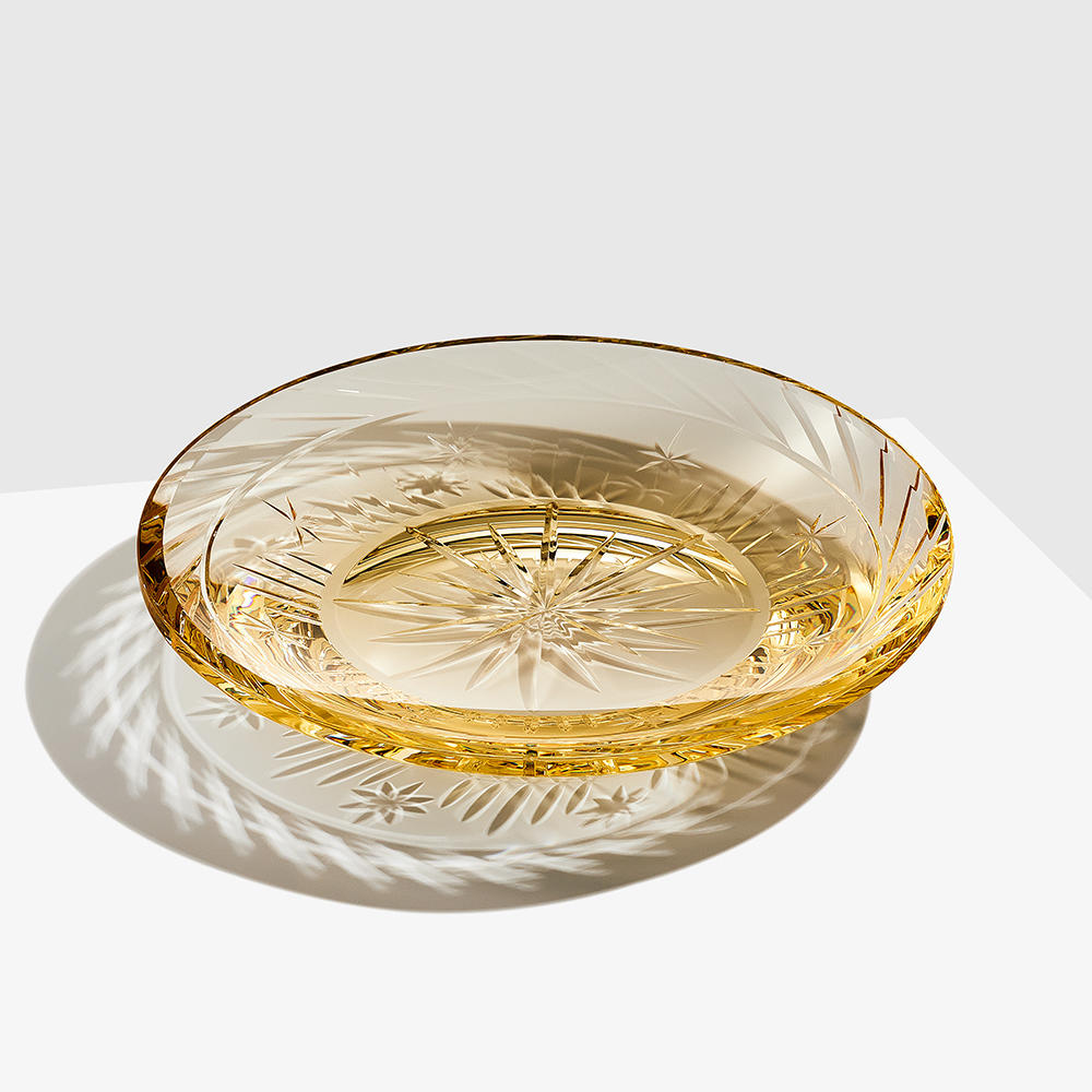 Amber crystal hand-carved plate