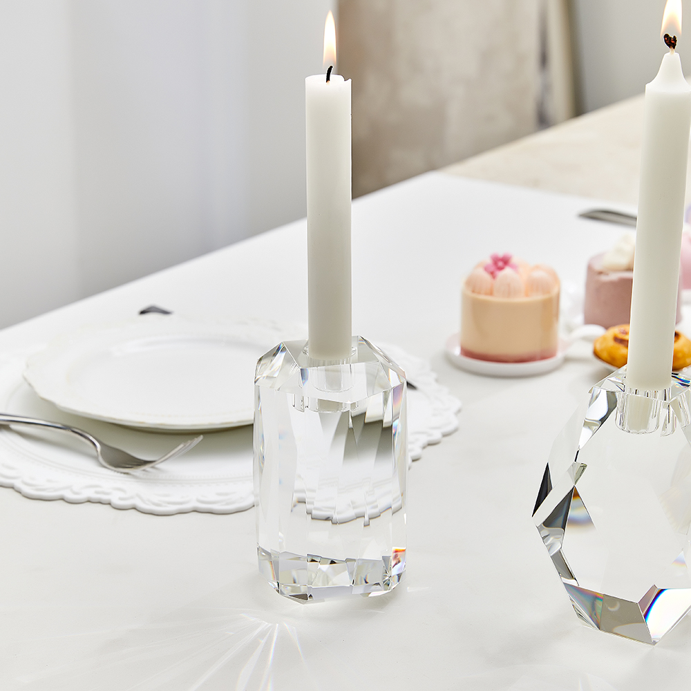 Clear crystal candle holder without base