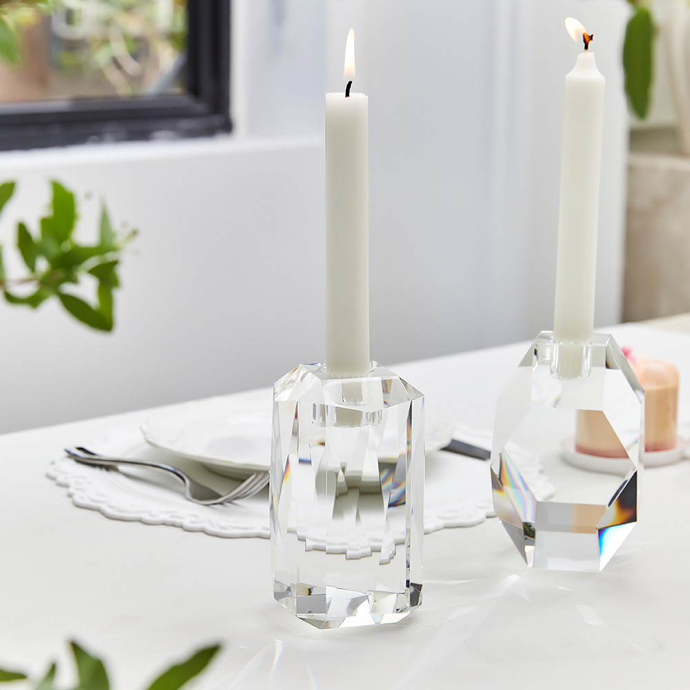 Clear crystal candle holder without base