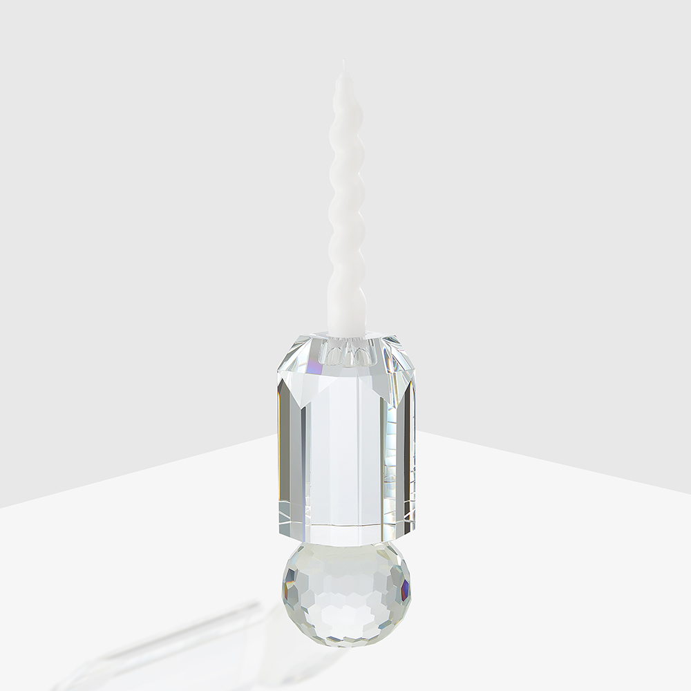 Irregular cylindrical crystal candle holder 